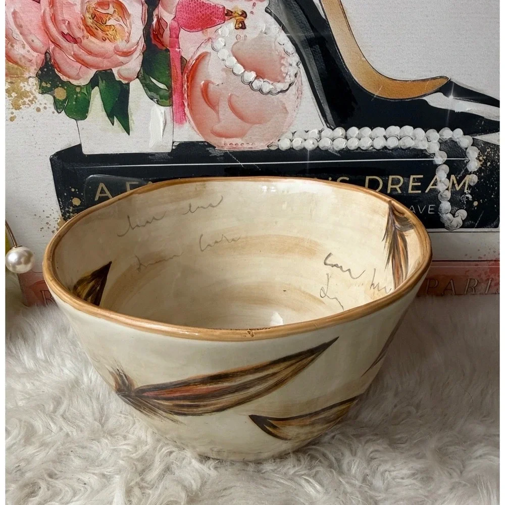 Tabletops Gallery Romalo Rooster Ceramic Bowls Set of 2 Hand Painted Farmhouse